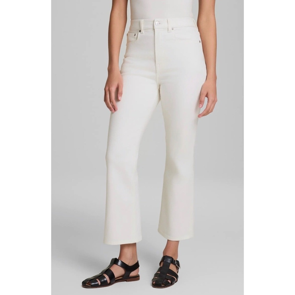 New Spanx Kick Flare Jeans Women 8 Color-Linen High Rise Cropped Lycra Stretch